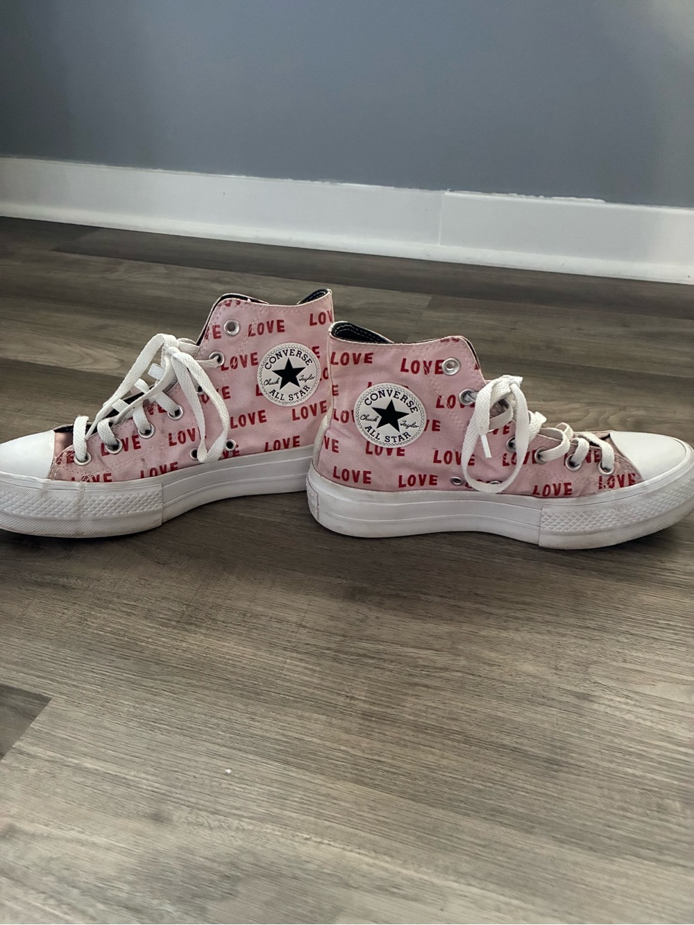 Converse Pink 'LOVE' High Top Sneakers